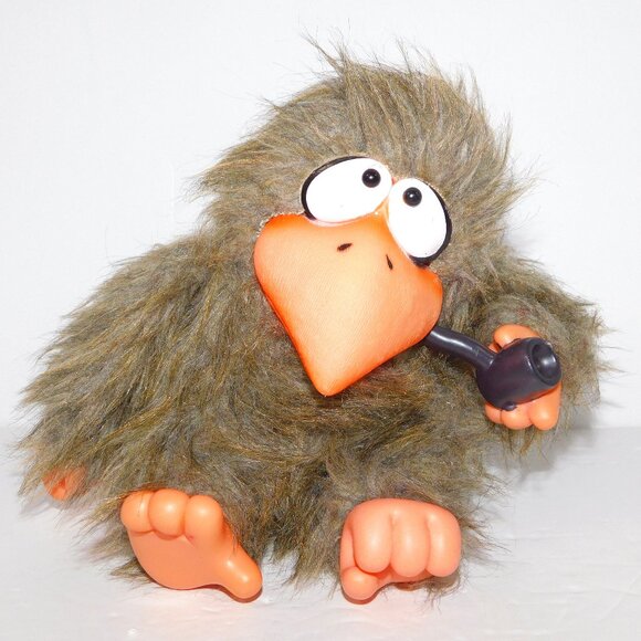 VTG Knickerbocker Hang In there Howard Brown Plush Pipe Smoking Crow - Picture 1 of 7